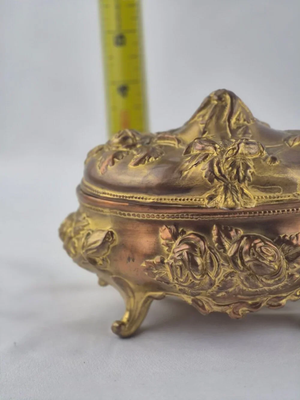 N.B. Rogers Art Nouveau Trinket Box 812-882 Jewelry Casket Rose Floral Gold Tone
